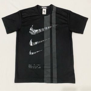 Black Comme Des Garcons Nike Triple Swoosh Short Sleeve Crew Neck T Shirt
